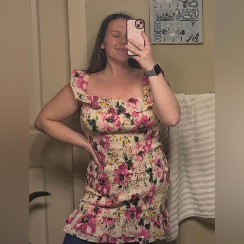 Abercrombie & Fitch Smocked Floral Mini Dress